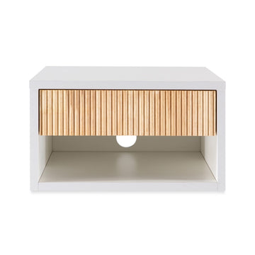 Elise 15.71" Classic Contemporary Floating Wall Mounted Nightstand with Soft-Close Tambour Drawer and Cable Hole - JONATHAN Y